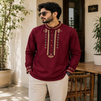 Luxury Full Sleeve 100% Viscose Cotton Embroidery Katua
