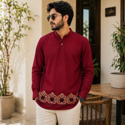 Luxury Full Sleeve 100% Viscose Cotton Embroidery Katua